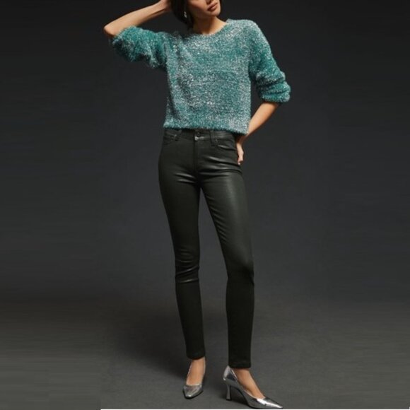 PAIGE Hoxton Skinny Ankle Jean in Deep Emerald Luxe Coating - Picture 8 of 16